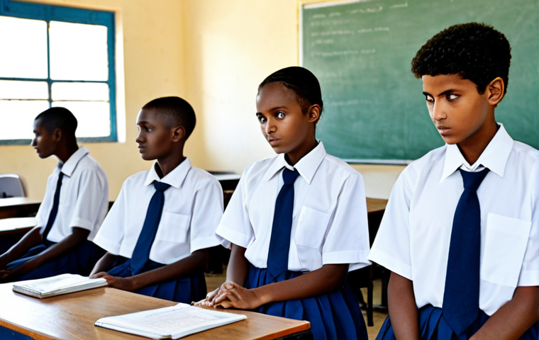 **
"Djiboutian students in a modern classroom, learning computer skills, fully clothed in school uniforms, safe for work, professional setting, appropriate content, perfect anatomy, natural proportions, modest attire, well-lit educational environment."
**