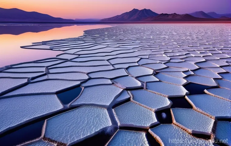 지부티 관광객 증가 이유 - **Prompt:** A breathtaking, otherworldly landscape image of Lac Assal in Djibouti at dawn. The foreg...