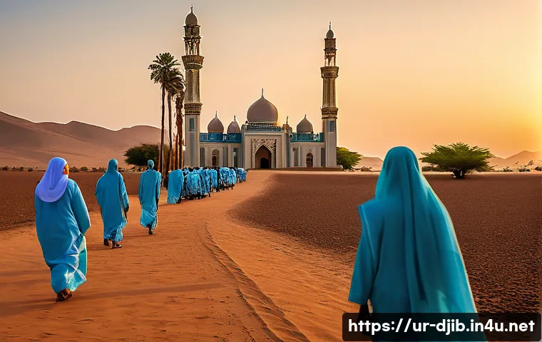 지부티의 주요 종교적 의식 - **"A vibrant and spiritual dawn in Djibouti, capturing the essence of 'Islam rooted in Djiboutian so...